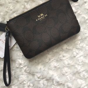 Coach Signature PVC Double Zip Wallet Wristlet